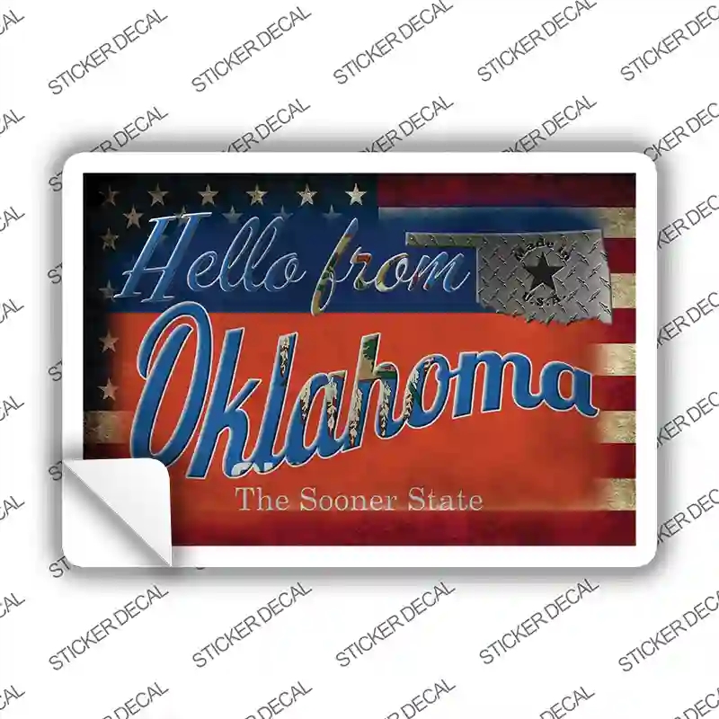 PC-036s-XL Hello From Oklahoma Novelty Postcard Sticker Decals, Extra Large