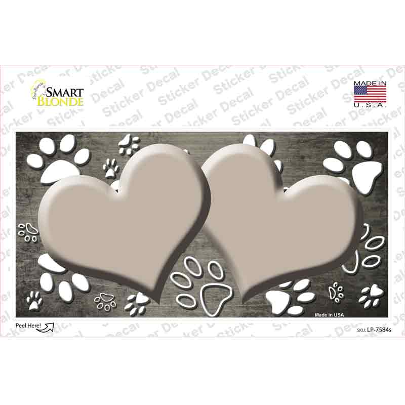 LP-7584s-M Paw Heart Tan White Novelty Sticker Decal, Medium
