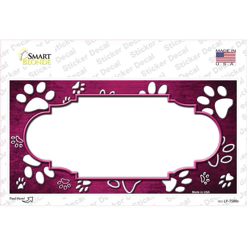 LP-7588s-M Paw Scallop Pink White Novelty Sticker Decal, Medium
