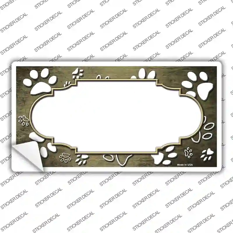 LP-7600s-L Paw Scallop Gold White Novelty Sticker Decal, Large