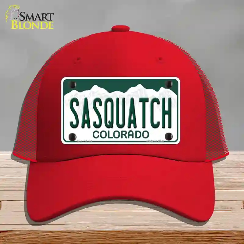 HAT17-MLP-11700 Sasquatch Colorado Novelty License Plate Hat, Mesh - Red