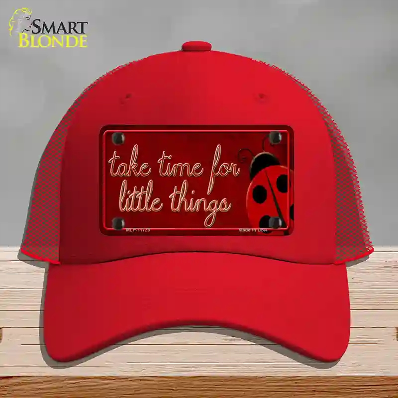 HAT17-MLP-11728 Take Time for Little Things Novelty License Plate Hat, Mesh - Red