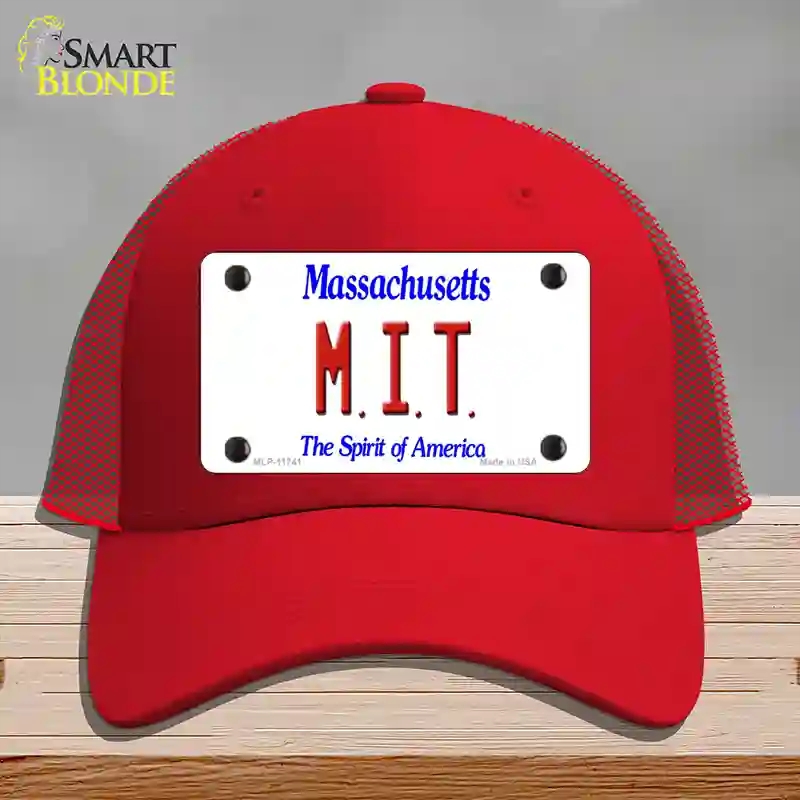 HAT17-MLP-11741 MIT Massachusetts State Novelty License Plate Hat, Mesh - Red