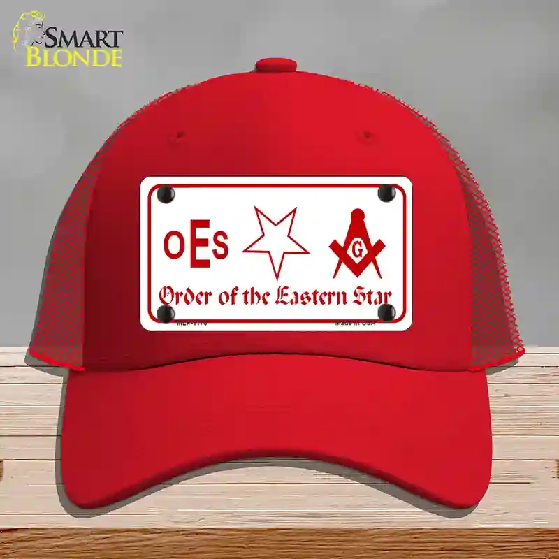 HAT17-MLP-1176 Order of the Eastern Star Novelty License Plate Hat, Mesh - Red