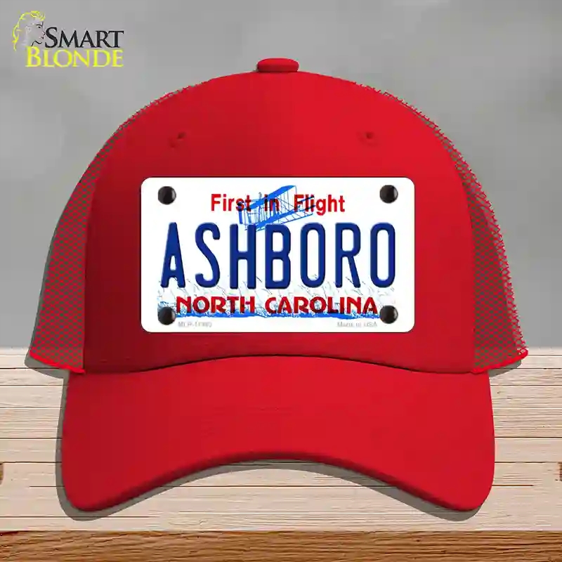 HAT17-MLP-11843 Ashboro North Carolina Novelty License Plate Hat, Mesh - Red
