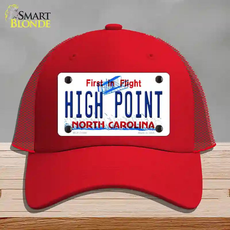 HAT17-MLP-11848 High Point North Carolina Novelty License Plate Hat, Mesh - Red