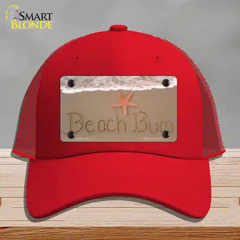 HAT17-MLP-1185 Beach Bum Novelty License Plate Hat, Mesh - Red
