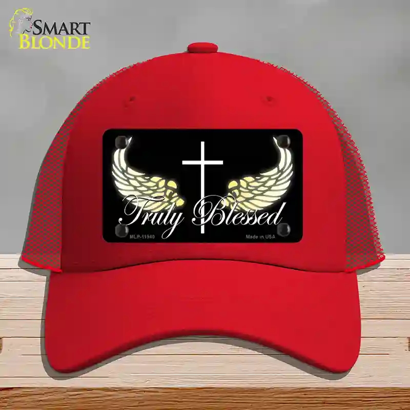 HAT17-MLP-11940 Truly Blessed Novelty License Plate Hat, Mesh - Red