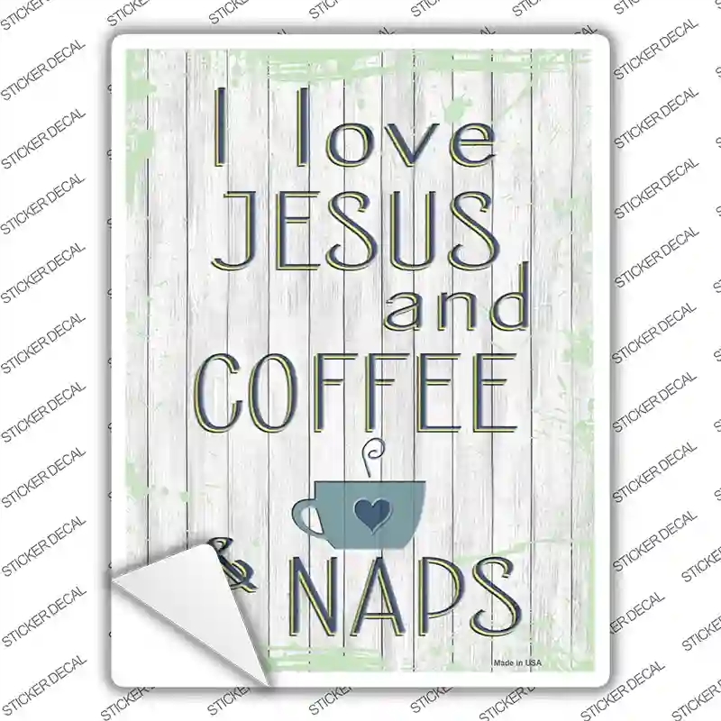 P-3505s-XL Jesus Coffee Naps Novelty Rectangular Sticker Decal, Extra Large