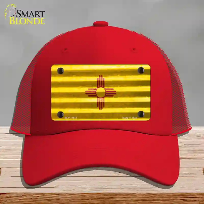 HAT17-MLP-11972   Mexico Corrugated Flag Novelty License Plate Hat, Mesh - Red