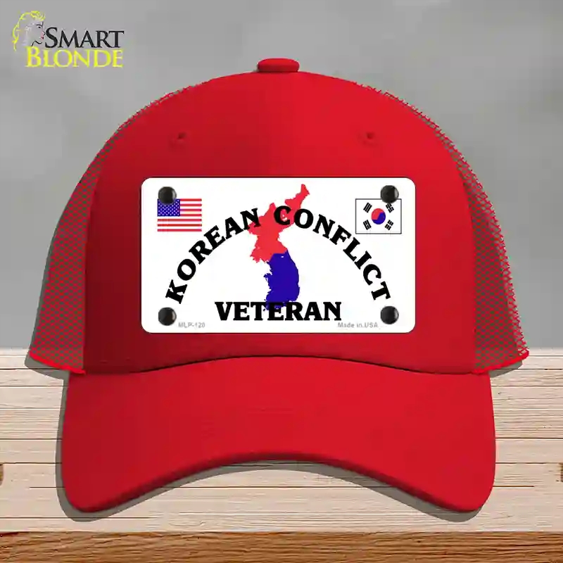 HAT17-MLP-120 Korean Conflict Veteran Novelty License Plate Hat, Mesh - Red