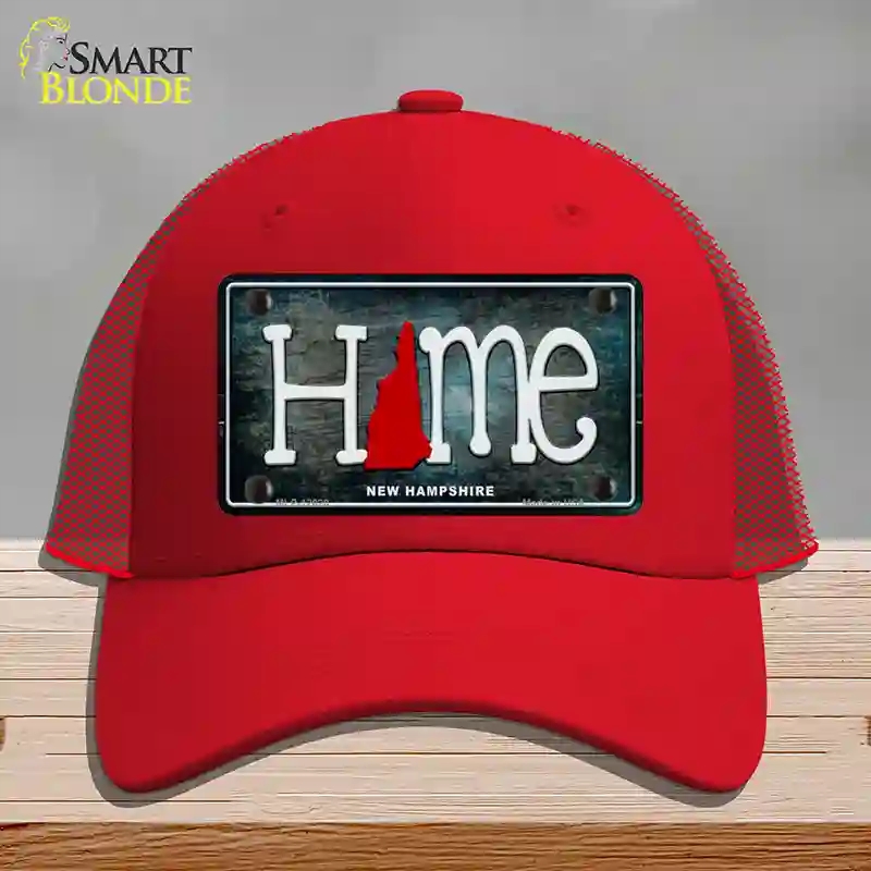 HAT17-MLP-12020   Hampshire Home State Outline Novelty License Plate Hat, Mesh - Red