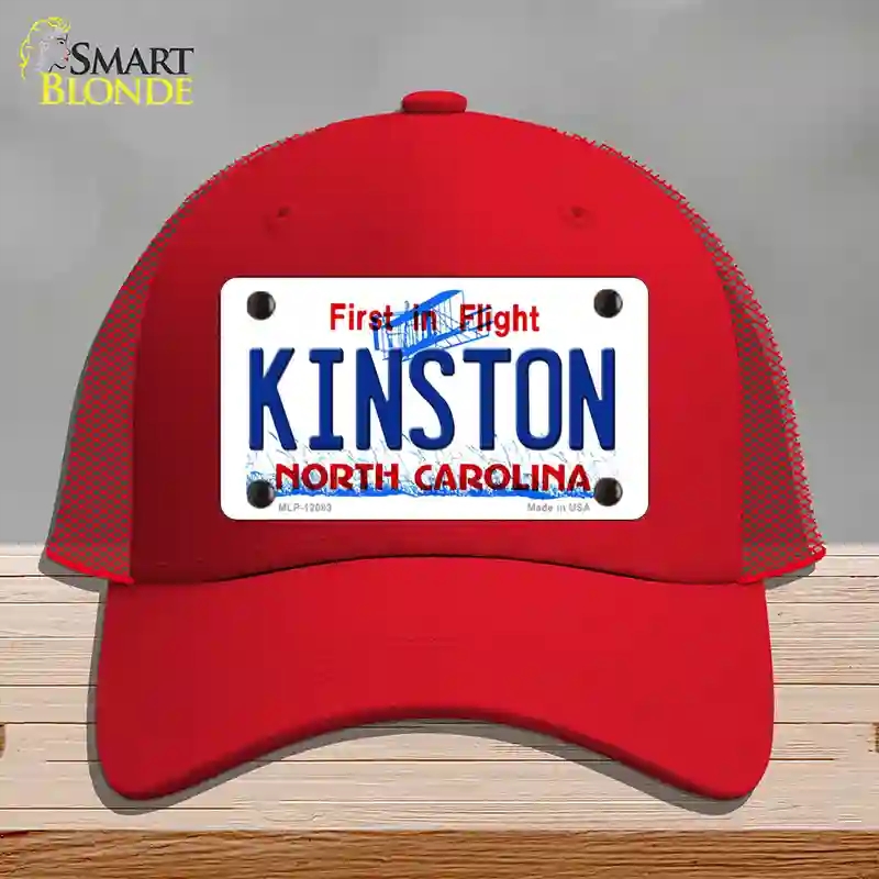 HAT17-MLP-12083 Kinston North Carolina State Novelty License Plate Hat, Mesh - Red