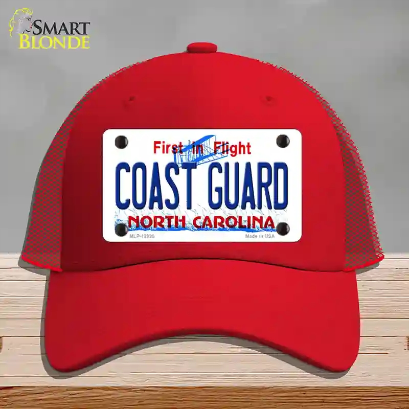 HAT17-MLP-12095 Coast Guard North Carolina State Novelty License Plate Hat, Mesh - Red