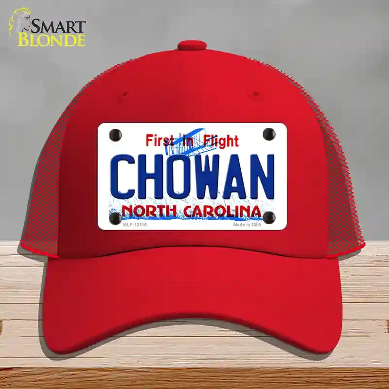 HAT17-MLP-12110 Chowan North Carolina State Novelty License Plate Hat, Mesh - Red