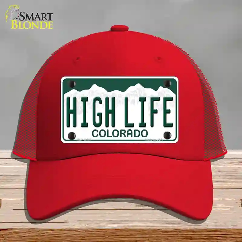 HAT17-MLP-12157 High Life Colorado Novelty License Plate Hat, Mesh - Red