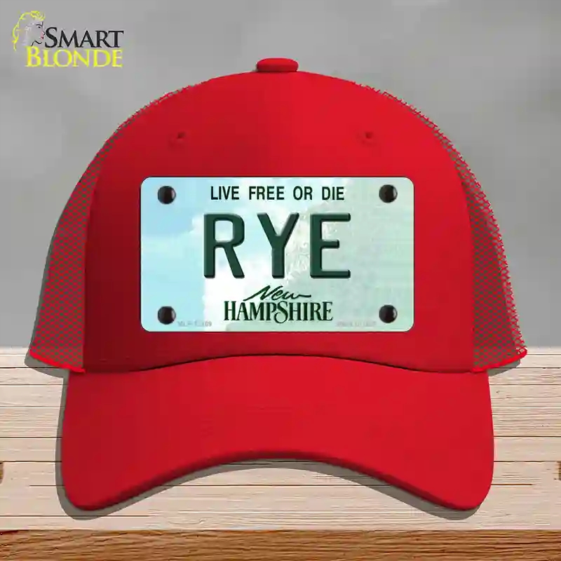 HAT17-MLP-12169 Rye   Hampshire Novelty License Plate Hat, Mesh - Red