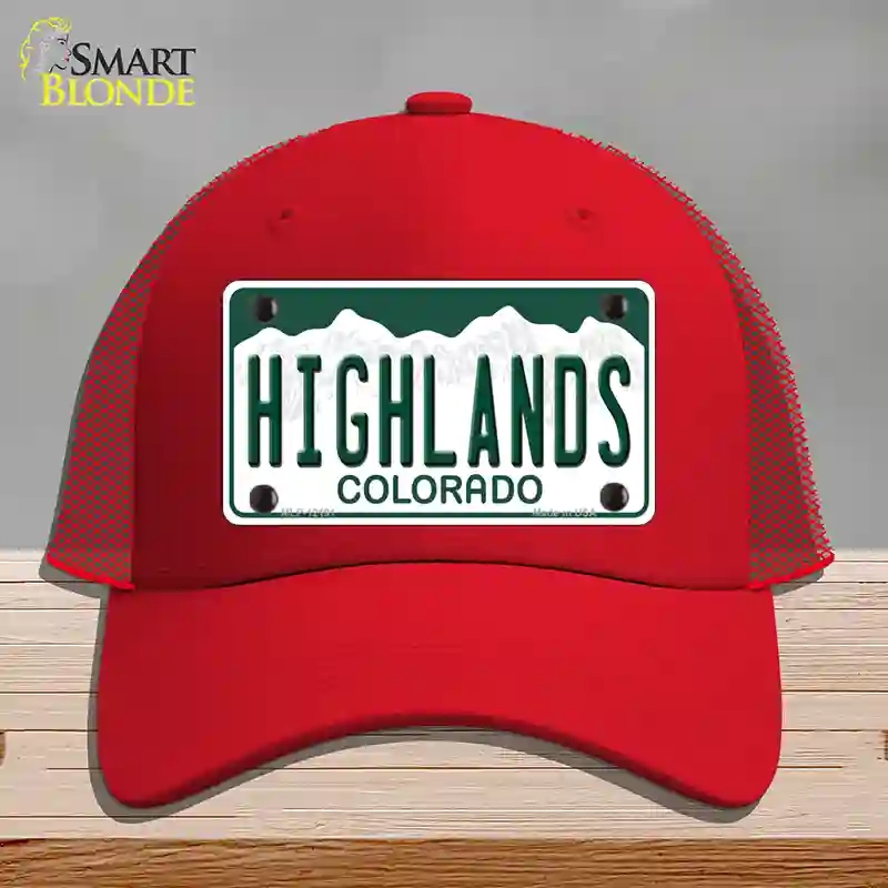 HAT17-MLP-12191 Highlands Colorado Novelty License Plate Hat, Mesh - Red