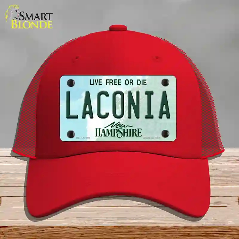 HAT17-MLP-12194 Laconia   Hampshire Novelty License Plate Hat, Mesh - Red