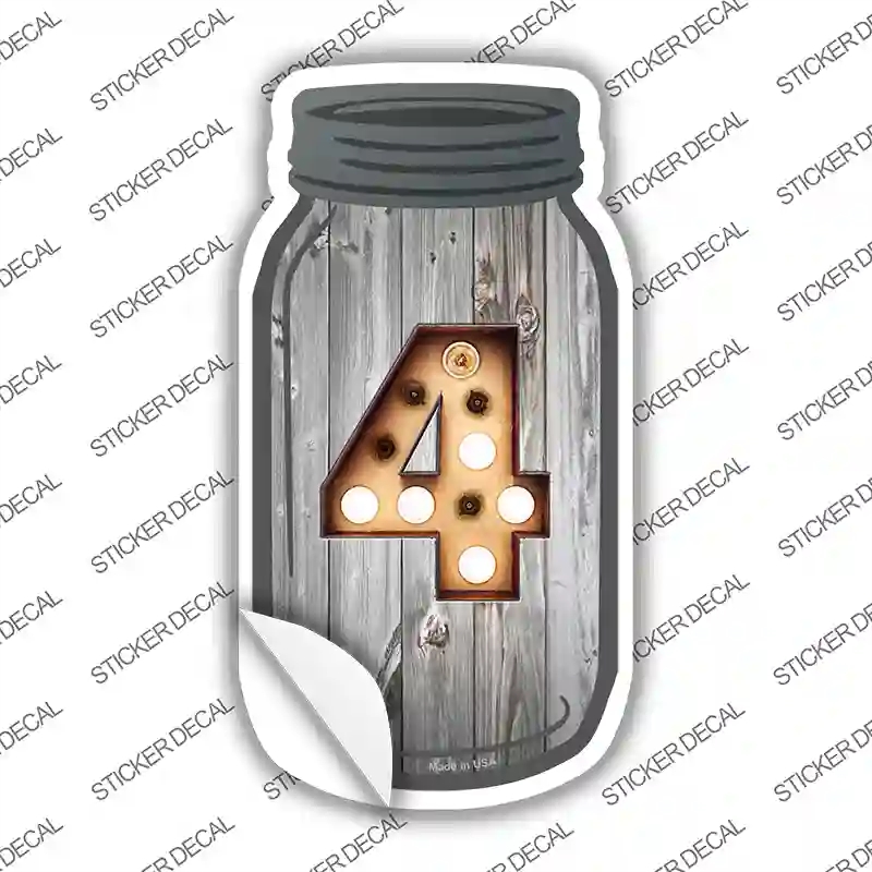 MJ-583s-L 4 Bulb Lettering Novelty Mason Jar Sticker Decal, Large