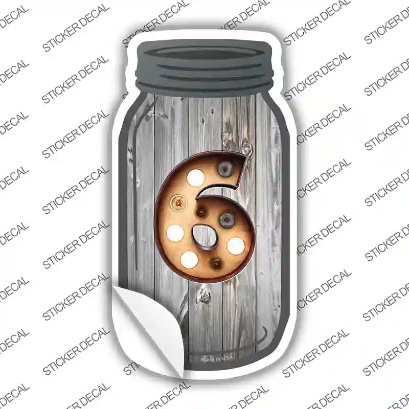 MJ-585s-L 6 Bulb Lettering Novelty Mason Jar Sticker Decal, Large