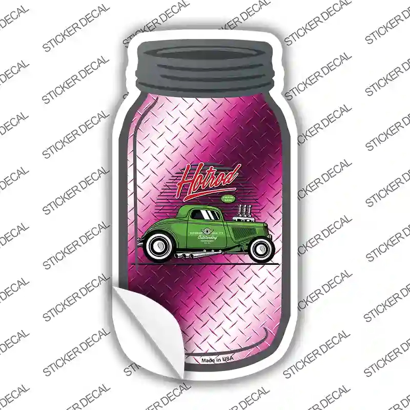 MJ-599s-S Hot Rod Pink Diamond Novelty Mason Jar Sticker Decal, Small
