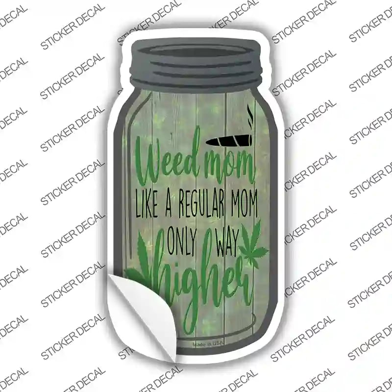 MJ-628s-S Weed Mom Novelty Mason Jar Sticker Decal, Small