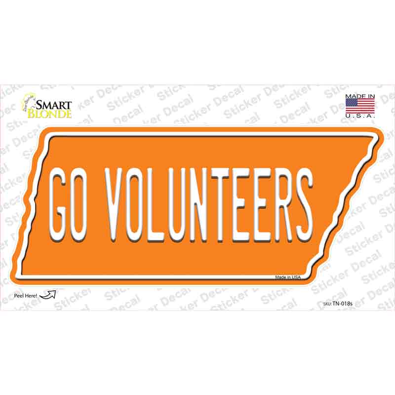 TN-018s-M Go Volunteers Novelty Tennessee Shape Sticker Decal, Medium