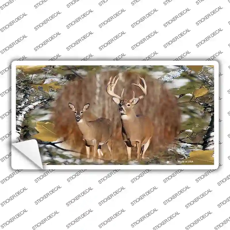 LP-8284s-S Two Deer on Camo Novelty Sticker Decal, Small