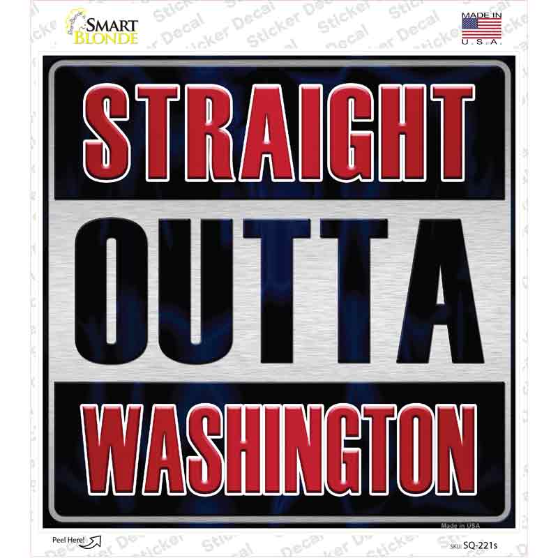 SQ-221s-M Straight Outta Washington Red Novelty Square Sticker Decal, Medium