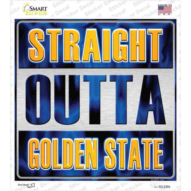 SQ-230s-M Straight Outta Golden State Novelty Square Sticker Decal, Medium