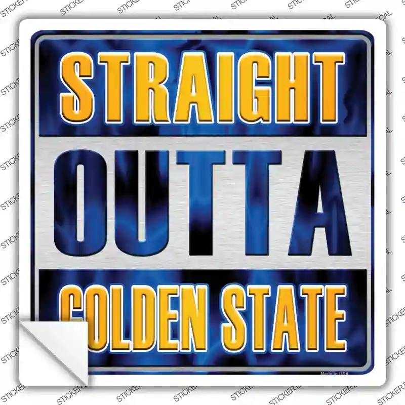 SQ-230s-S Straight Outta Golden State Novelty Square Sticker Decal, Small