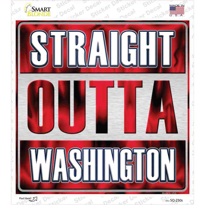 SQ-250s-M Straight Outta Washington White Novelty Square Sticker Decal, Medium