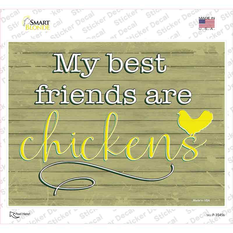 P-3545s-M Best Friends Are Chickens Novelty Rectangular Sticker Decal, Medium
