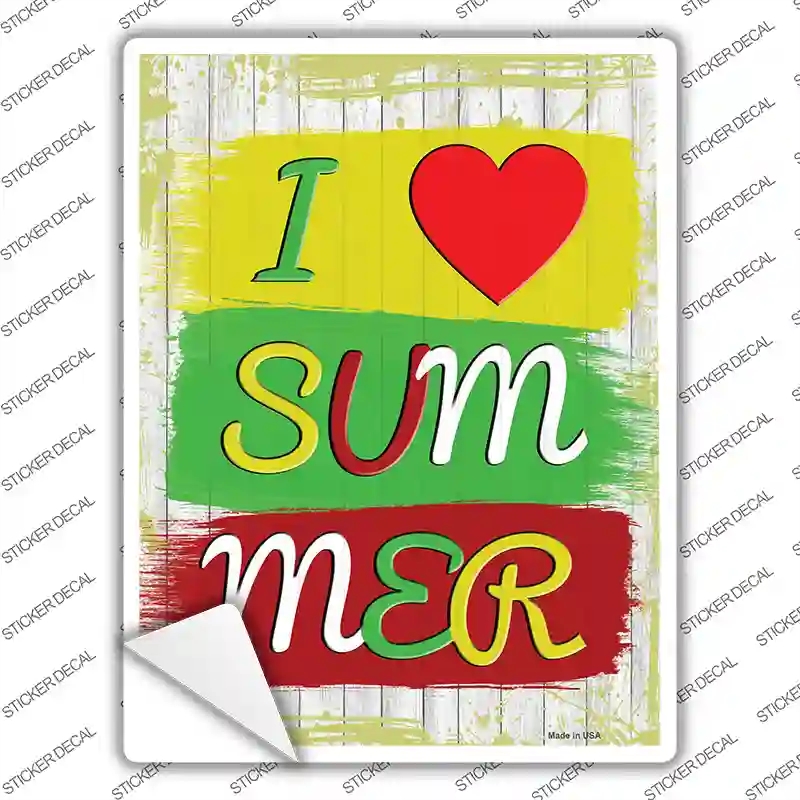 P-3561s-S I Love Summer Novelty Rectangular Sticker Decal, Small