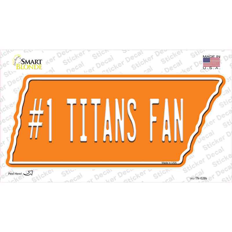 TN-028s-M Number 1 Titans Fan Novelty Tennessee Shape Sticker Decal, Medium