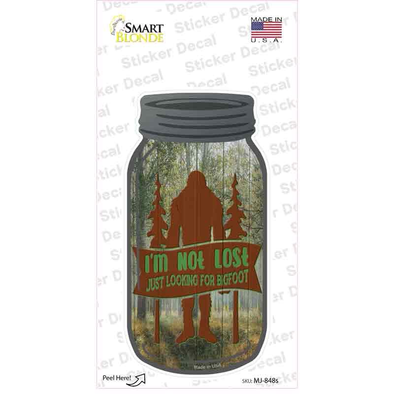MJ-848s-M Just Looking for Bigfoot Novelty Mason Jar Sticker Decal, Medium
