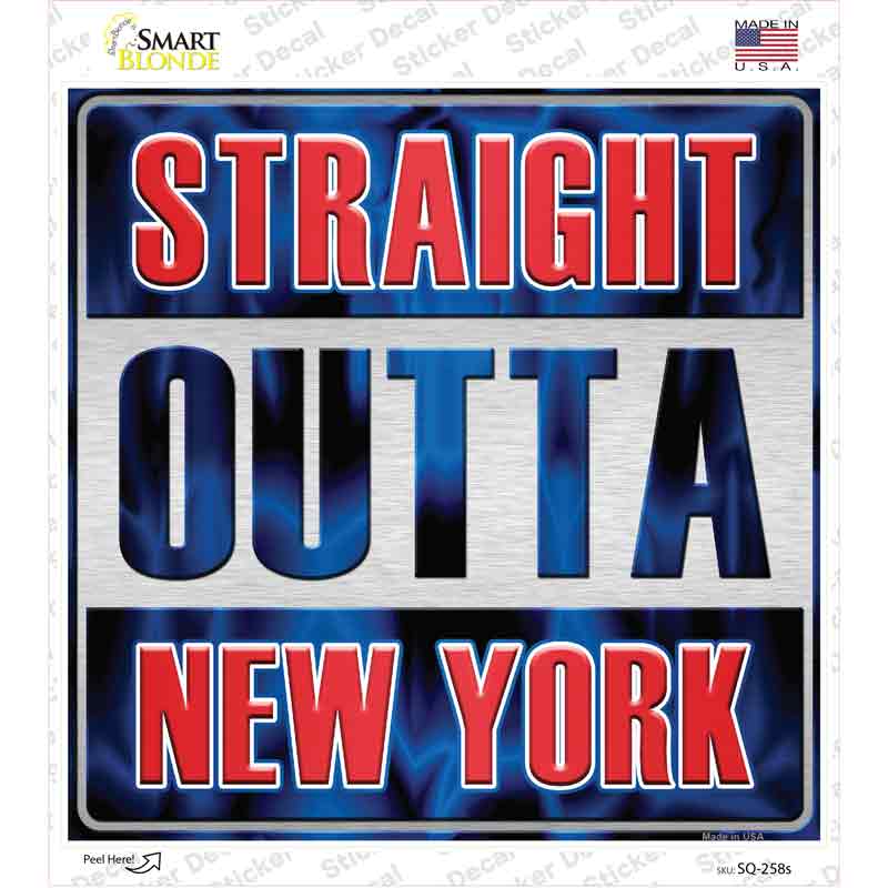 SQ-258s-M Straight Outta   York City Novelty Square Sticker Decal, Medium
