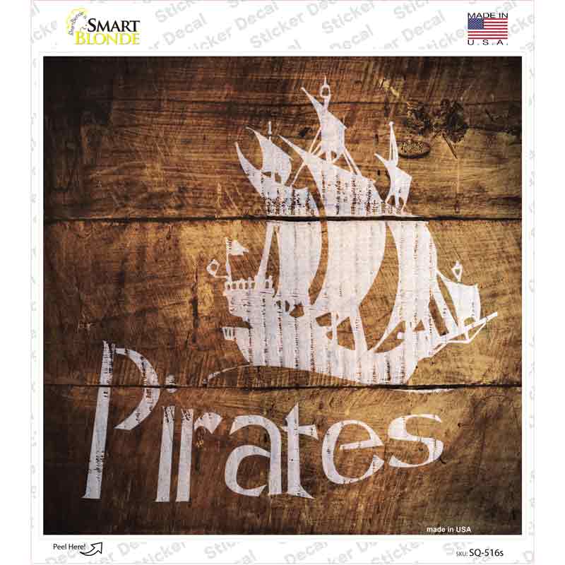 SQ-516s-M Pirates Painted Stencil Novelty Square Sticker Decal, Medium