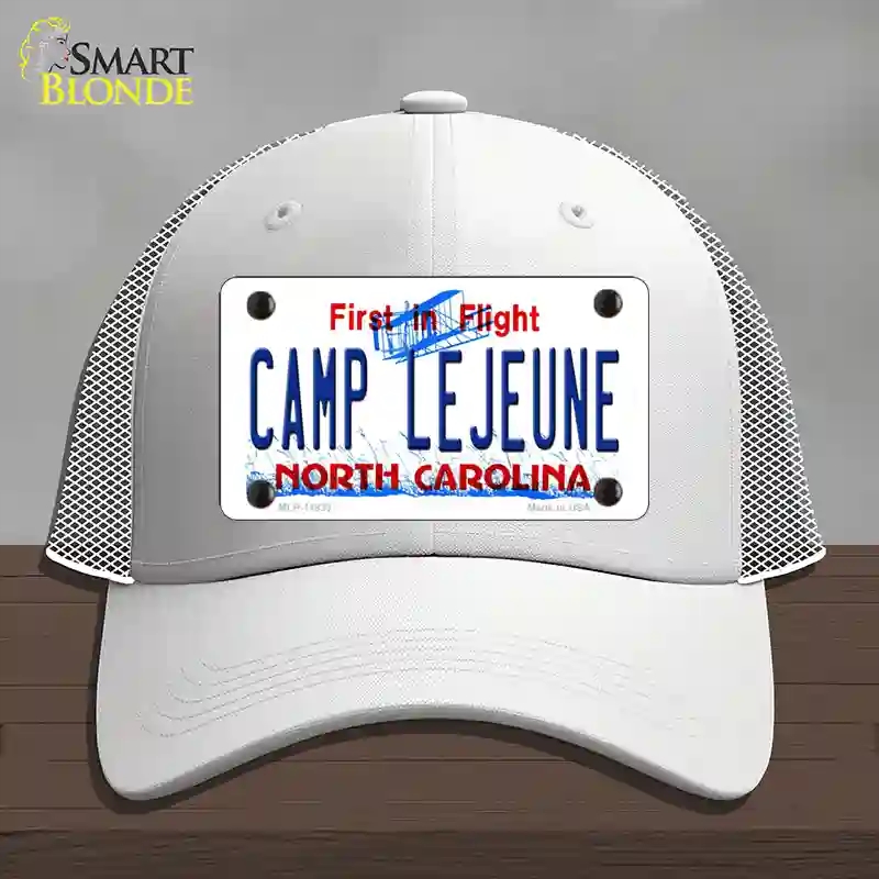 HAT19-MLP-11833 Camp Lejeune North Carolina Novelty License Plate Hat, Mesh - White