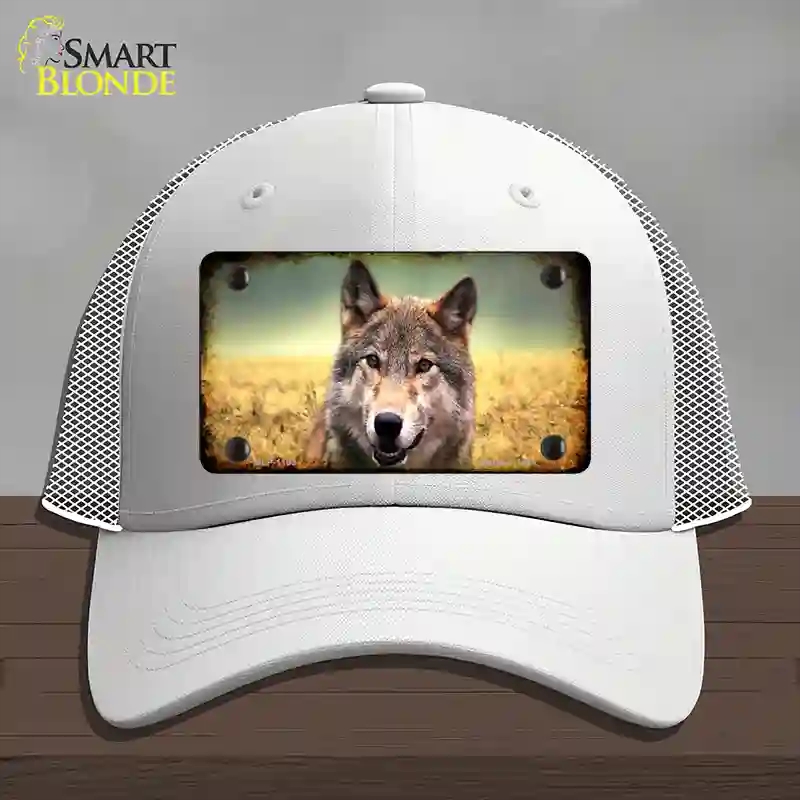 HAT19-MLP-1189 Wolf Novelty License Plate Hat, Mesh - White