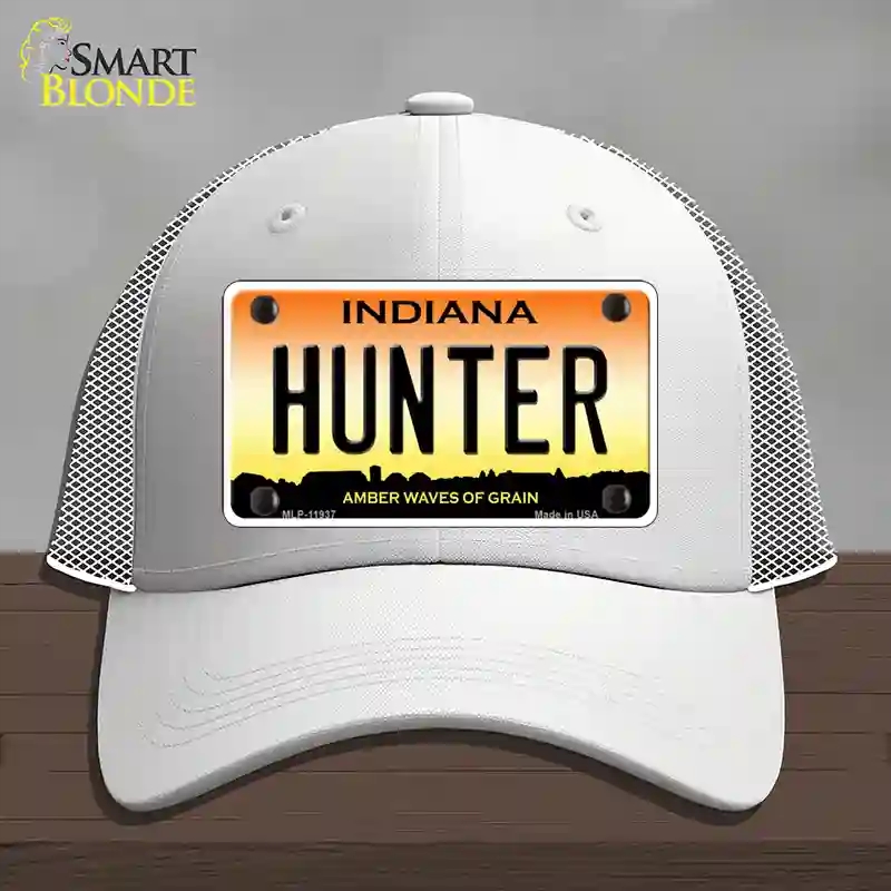 HAT19-MLP-11937 Hunter Indiana Novelty License Plate Hat, Mesh - White