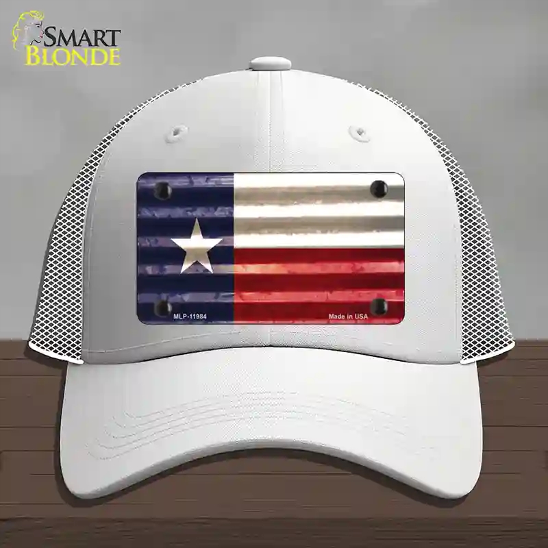 HAT19-MLP-11984 Texas Corrugated Flag Novelty License Plate Hat, Mesh - White