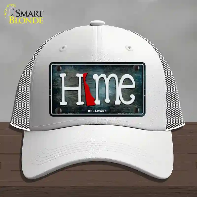 HAT19-MLP-11999 Delaware Home State Outline Novelty License Plate Hat, Mesh - White