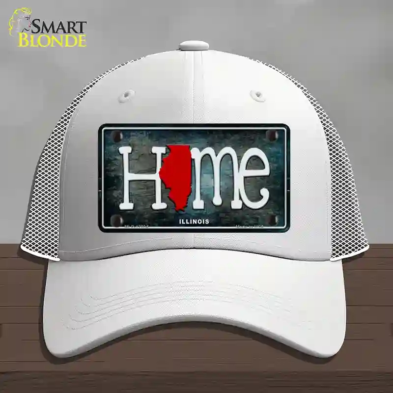 HAT19-MLP-12004 Illinois Home State Outline Novelty License Plate Hat, Mesh - White