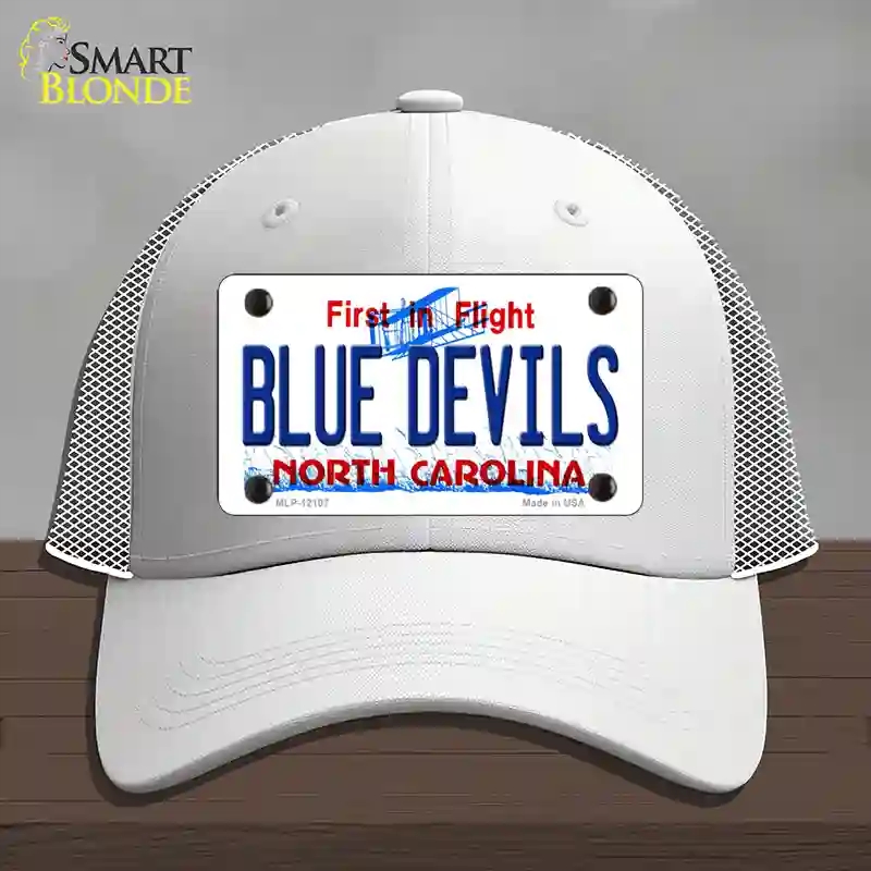 HAT19-MLP-12107 Blue Devils North Carolina State Novelty License Plate Hat, Mesh - White