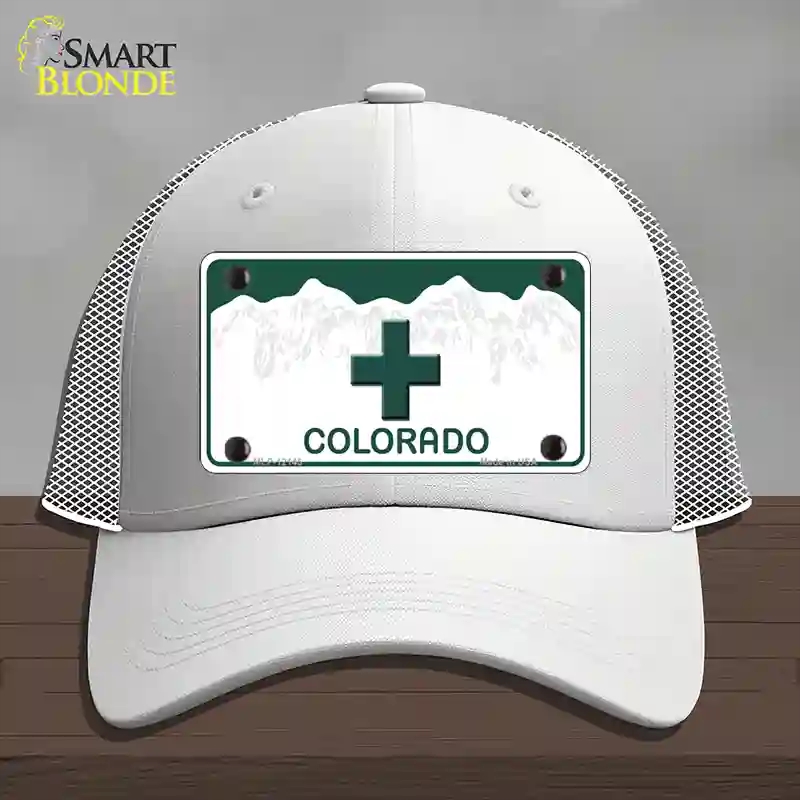 HAT19-MLP-12145 Marajuana Cross Colorado Novelty License Plate Hat, Mesh - White