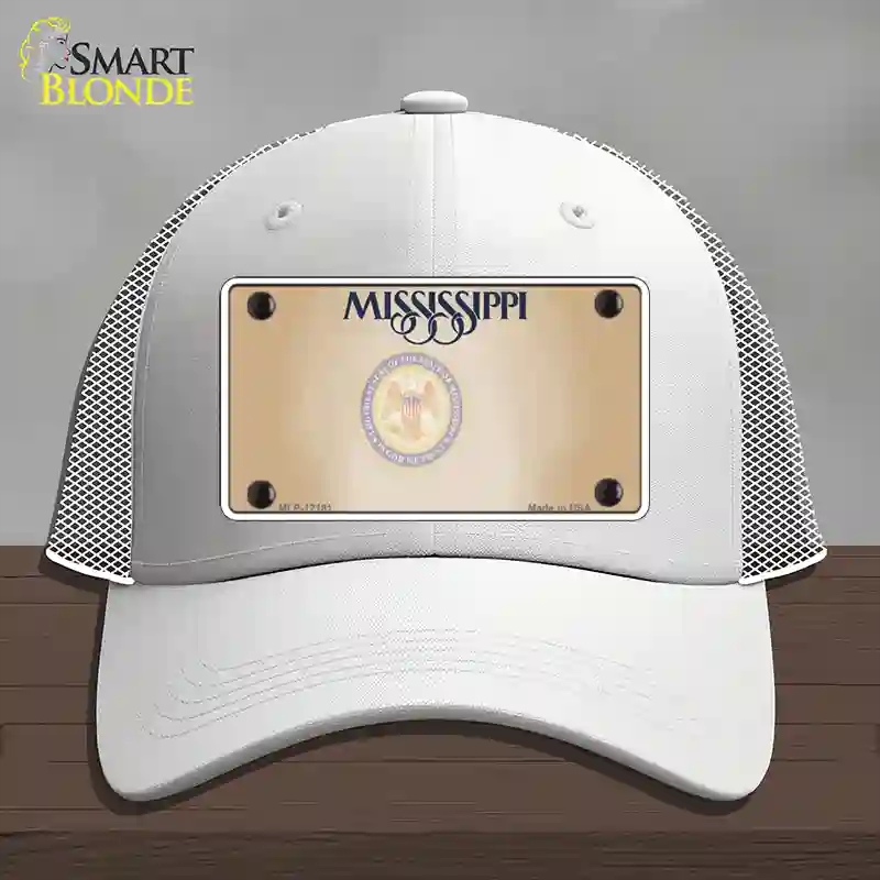 HAT19-MLP-12181 Mississippi Great Seal Blank Novelty License Plate Hat, Mesh - White