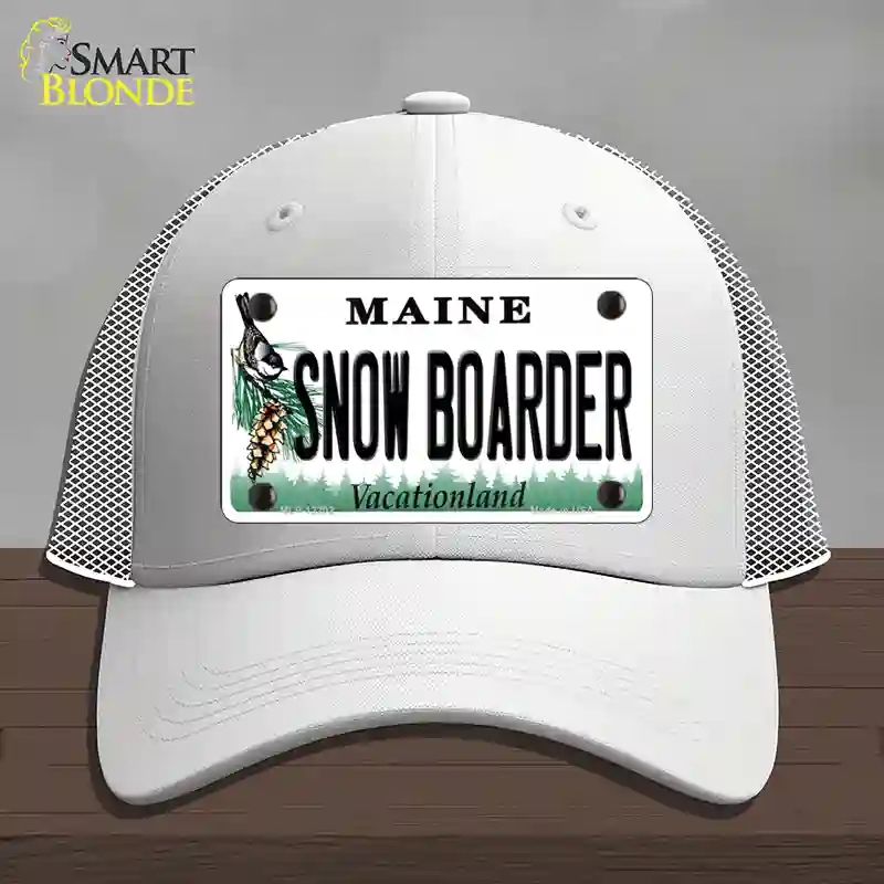 HAT19-MLP-12202 Snow Boarder Maine Novelty License Plate Hat, Mesh - White