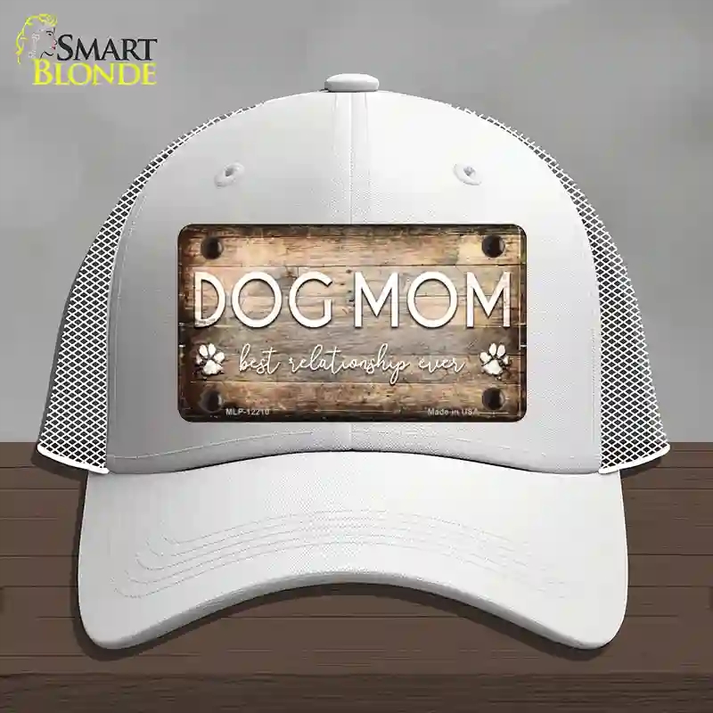 HAT19-MLP-12210 Dog Mom Novelty License Plate Hat, Mesh - White